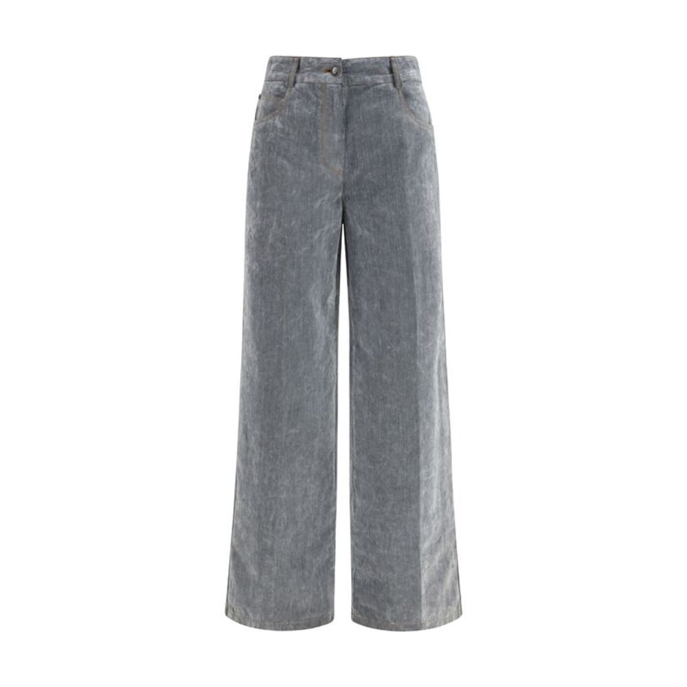Forte_Forte Women Wide Leg Jeans In Flocked Denim